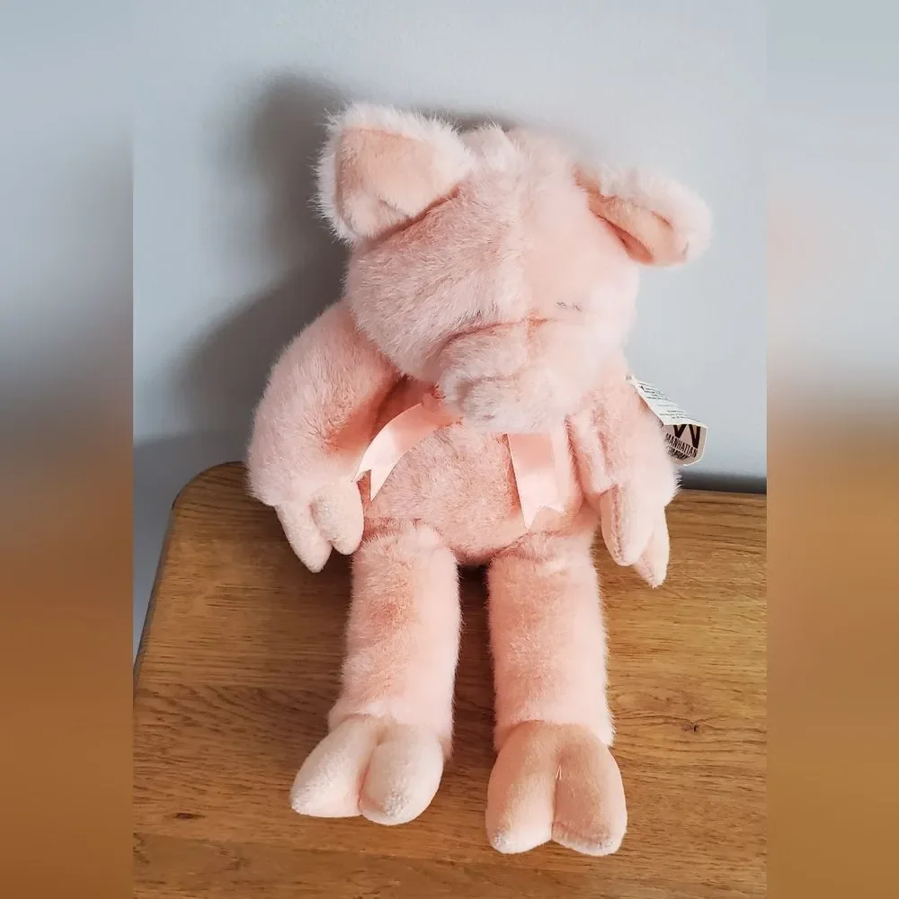 Manhattan Toy Company Soft Pink Plush Pig Toy New Old Stock
